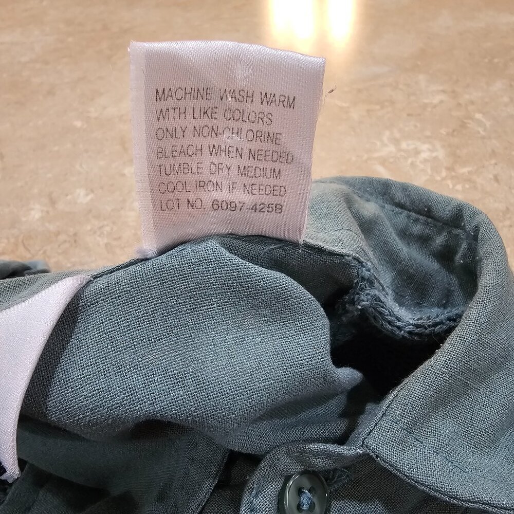 Vintage Men's Classics by Palmland Collar Shirt Sage Green Banded Waist Size XL - Picture 7 of 7